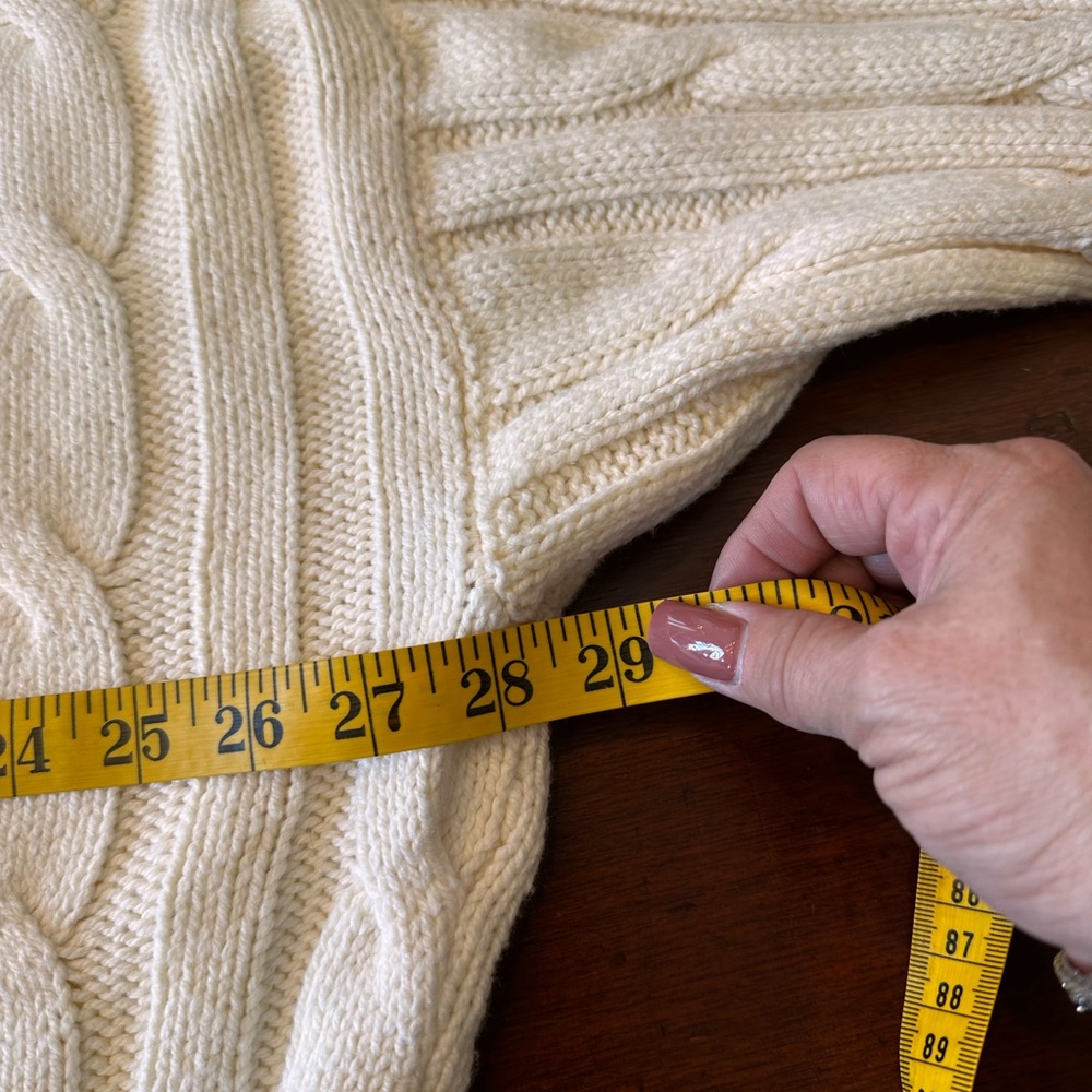 Madewell NWT size XXL V-neck cableknit chunky oversized cream sweater - Picture 14 of 16